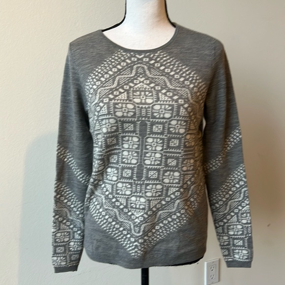 J Crew Merino Wool Printed Crewneck Sweater - Picture 1 of 5